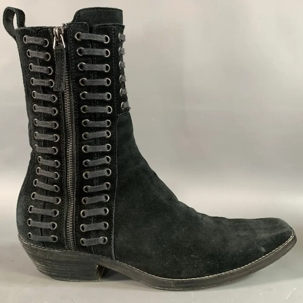 HAIDER ACKERMANN FW2016 Size 9 Black Suede Zippers Boots